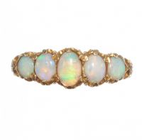 18CT GOLD FIVE STONE OPAL RING at Ross's Online Art Auctions