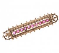 9CT GOLD AND RUBY BAR BROOCH at Ross's Online Art Auctions