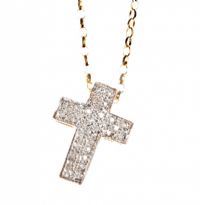 9CT GOLD AND DIAMOND CROSS AND CHAIN at Ross's Online Art Auctions