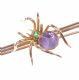 9CT GOLD AMETHYST AND EMERALD SPIDER BAR BROOCH at Ross's Online Art Auctions