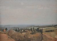 VIEW FROM THE GARDEN, FATTORIA DI RADI, TUSCANY by Martin Mooney at Ross's Online Art Auctions