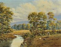 RIVER NEAR CASTLEWELLAN by David Overend at Ross's Online Art Auctions