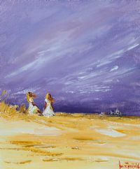 GIRLS ON THE BEACH by Louise Mansfield at Ross's Online Art Auctions