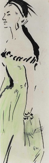 LADY IN GREEN by Gladys Maccabe HRUA at Ross's Online Art Auctions