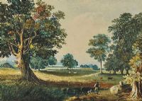 FIGURE & DOG BY A RIVER by Samuel Brough RSA at Ross's Online Art Auctions