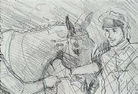 HORSE & JOCKEY by Hilary Bryson at Ross's Online Art Auctions