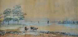 CATTLE WATERING by J. Alexander at Ross's Online Art Auctions