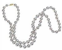 STRING OF NATURAL GREY FRESHWATER PEARLS WITH 14CT GOLD CLASP at Ross's Online Art Auctions
