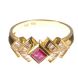 18CT GOLD RUBY AND DIAMOND GEOMETRIC RING at Ross's Online Art Auctions