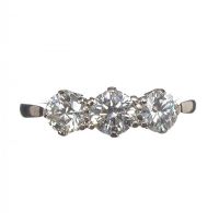 18CT WHITE GOLD AND DIAMOND THREE STONE RING at Ross's Online Art Auctions