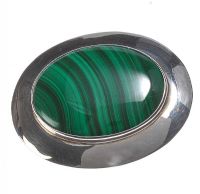 STERLING SILVER AND MALACHITE BROOCH at Ross's Online Art Auctions