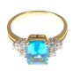 18CT GOLD BLUE TOPAZ AND DIAMOND RING at Ross's Online Art Auctions