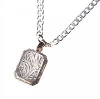 STERLING SILVER ENGRAVED LOCKET AND CHAIN at Ross's Online Art Auctions