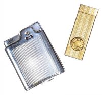 GOLD PLATE CIGAR CUTTER AND STAINLESS STEEL LIGHTER at Ross's Online Art Auctions