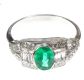 18CT WHITE GOLD EMERALD AND DIAMOND RING IN THE STYLE OF ART DECO at Ross's Online Art Auctions