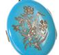 ENGRAVED METAL TURQUOISE ENAMEL AND SEED PEARL LOCKET at Ross's Online Art Auctions