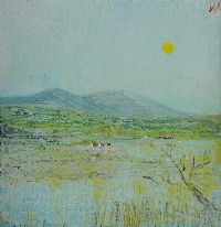 DISTANT COTTAGES, CONNEMARA by David Gordon Hughes at Ross's Online Art Auctions