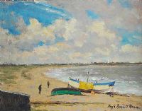 DUNWICH BEACH, SUFFOLK by Hugh Boycott Brown RSMA at Ross's Online Art Auctions