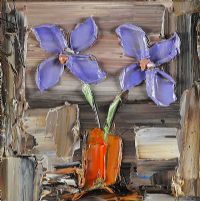 PURPLE FLOWERS IN A VASE by Colin Flack at Ross's Online Art Auctions