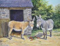 TWO DONKEYS by Donna Crawshaw at Ross's Online Art Auctions