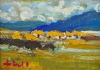 GALWAY COTTAGES by Marie Carroll at Ross's Online Art Auctions