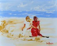 TOGETHER ON THE BEACH by Louise Mansfield at Ross's Online Art Auctions