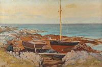 RESTING BY THE BOATS by William Docherty Weir at Ross's Online Art Auctions