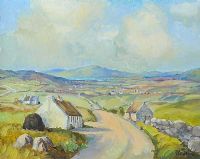 IRISH COTTAGES BY THE ROADSIDE by Robert T.  Cochrane at Ross's Online Art Auctions