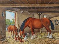 STABLE INTERIOR by George Bennett at Ross's Online Art Auctions