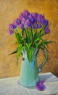 TULIPS IN A JUG by George Callaghan at Ross's Online Art Auctions