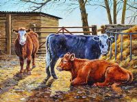 CATTLE ON THE FARM by Donna Crawshaw at Ross's Online Art Auctions