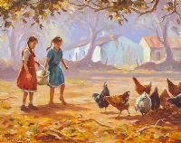 FEEDING THE HENS by Donal McNaughton at Ross's Online Art Auctions