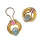 18CT GOLD GARNET AND AQUAMARINE EARRINGS at Ross's Online Art Auctions