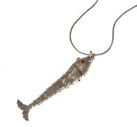 SILVER AND CRYSTAL FISH PENDANT AND CHAIN at Ross's Online Art Auctions