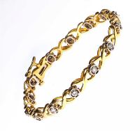 18CT GOLD AND DIAMOND BRACELET at Ross's Online Art Auctions