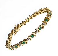 10CT GOLD EMERALD AND DIAMOND BRACELET at Ross's Online Art Auctions