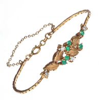 9CT GOLD EMERALD AND DIAMOND BRACELET at Ross's Online Art Auctions