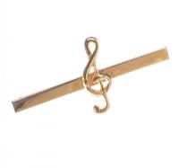 9CT GOLD MUSIC NOTE BAR BROOCH at Ross's Online Art Auctions