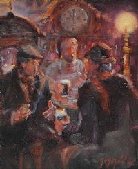 A CHAT AT THE BAR by Gerry Glynn at Ross's Online Art Auctions
