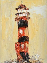 LIGHTHOUSE IN ORANGE by Michael Smyth at Ross's Online Art Auctions