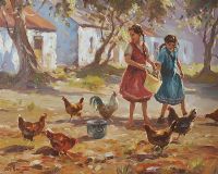 FREE RANGE HENS by Donal McNaughton at Ross's Online Art Auctions