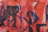 FIGURES ON RED by David Crone RHA RUA at Ross's Online Art Auctions