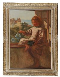 BLOWING BUBBLES by Aloysius O'Kelly RHA at Ross's Online Art Auctions