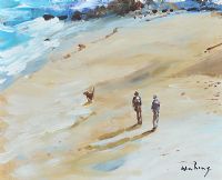 OUT FOR A STROLL ON THE BEACH by Alan Beers at Ross's Online Art Auctions