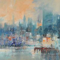 NEW YORK SUNSET by Colin Gibson at Ross's Online Art Auctions