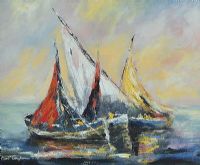 FISHING BOATS, GALWAY by Niall Campion at Ross's Online Art Auctions