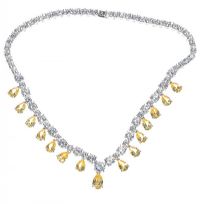 WHITE METAL AND CUBIC ZIRCONIA NECKLACE at Ross's Online Art Auctions