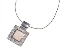STERLING SILVER MOTHER-OF-PEARL AND CRYSTAL PENDANT AND CHAIN at Ross's Online Art Auctions