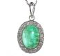 18CT WHITE GOLD EMERALD AND DIAMOND CLUSTER PENDANT AND CHAIN at Ross's Online Art Auctions
