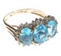 9CT GOLD BLUE TOPAZ  AND DIAMOND THREE STONE RING at Ross's Online Art Auctions
